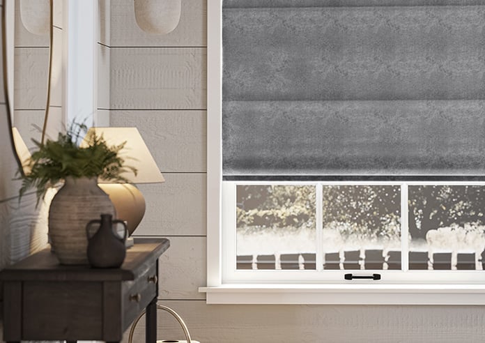 Florence Faux Suede, Dusky Purple - Motorised Roman Blind - Image 5